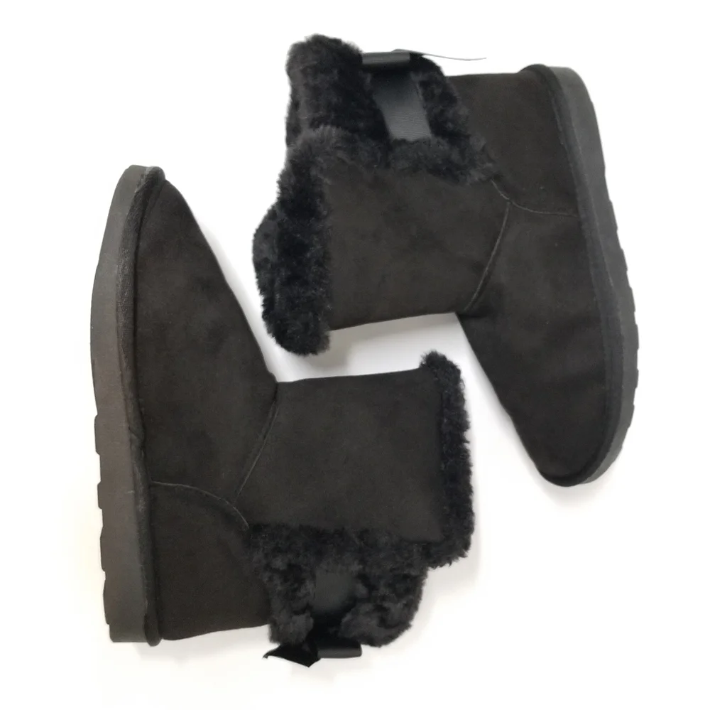 Ocean + Coast Black Faux Fur Mya Boots Kids 3M